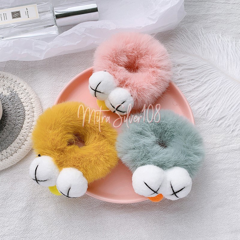 [MS108] KCR 05 Kunciran Bulu PomPom / IKAT RAMBUT KOREA ANAK KECIL/Dewasa SCRUNCHIE