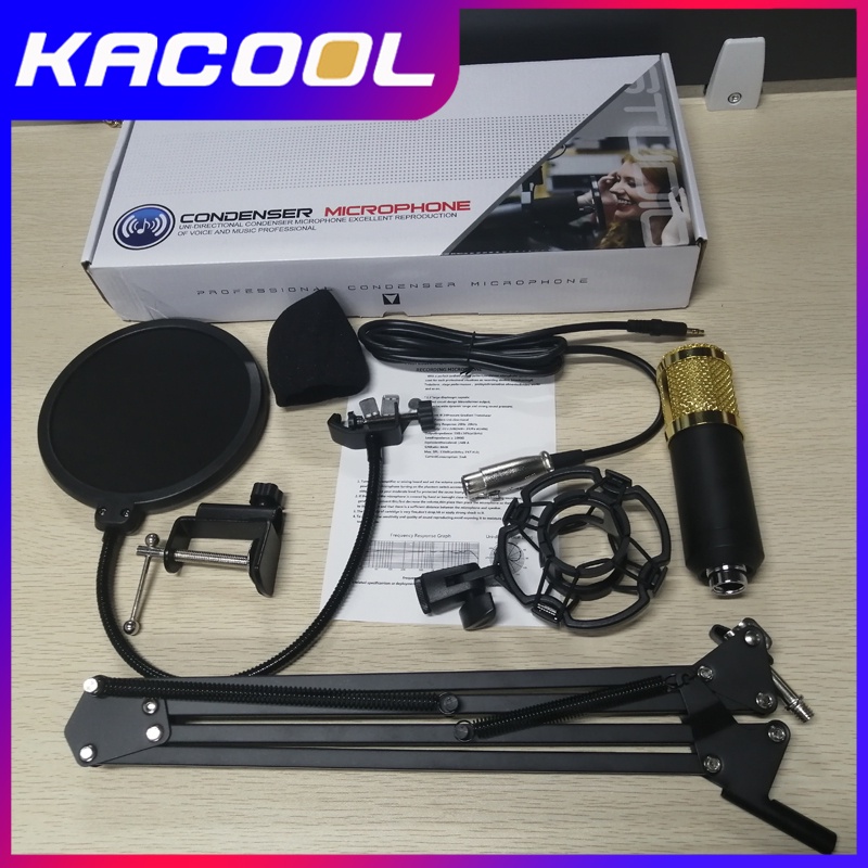 BM800 ORIGINAL Mikrofon Kondensor Jangkar Rekaman Komputer Berdiri Mikrofon Diafragma Besar Set Peralatan Siaran Langsung