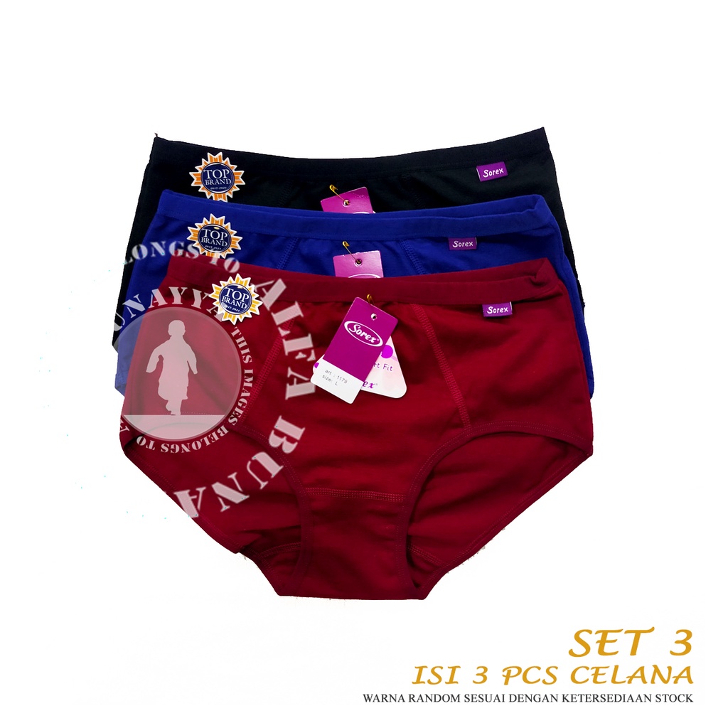 3 Pcs Celana Dalam Wanita SOREX 1179 - CD Underwear - Comfort Fit - Pakaian Dalam Wanita Katun Cotton