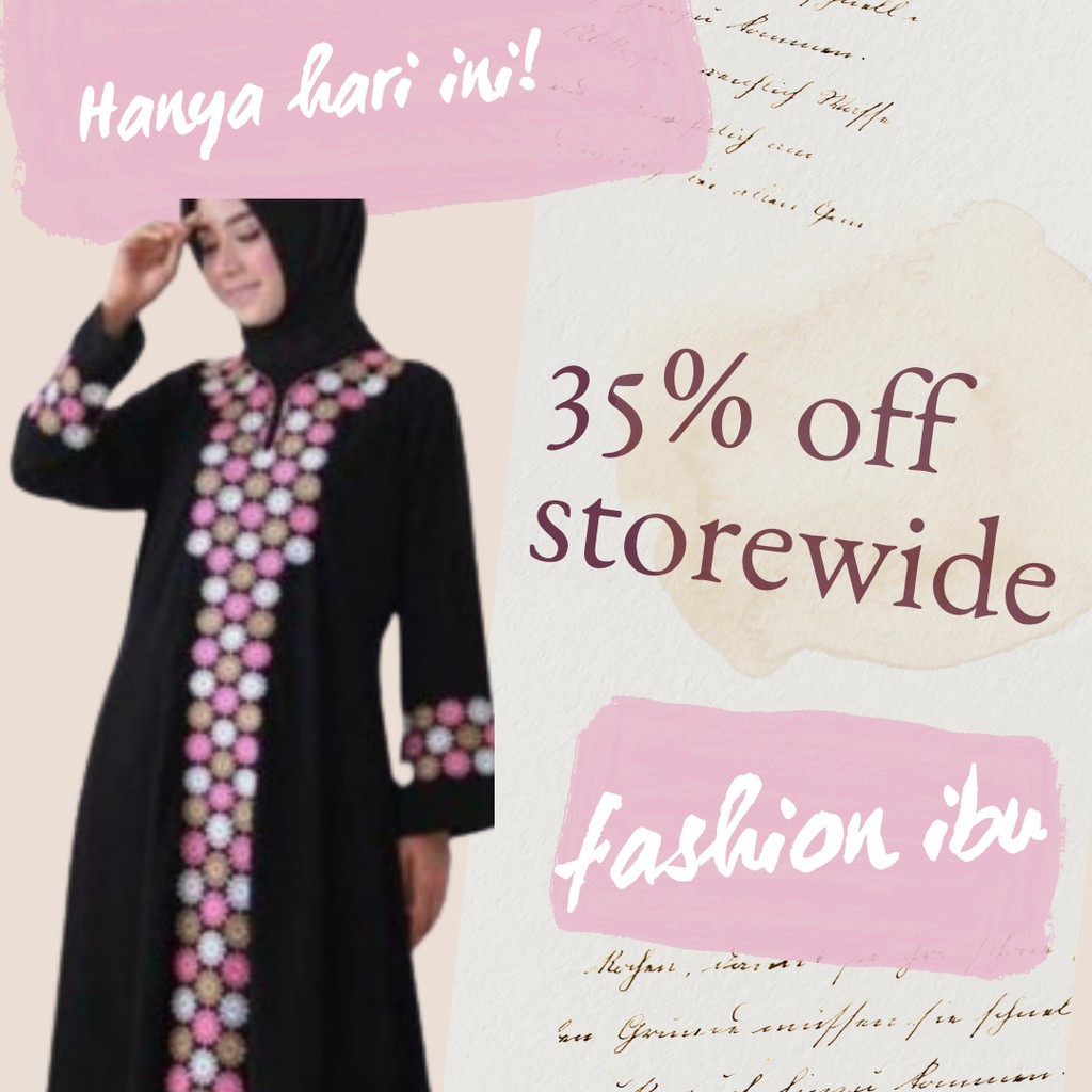 Baju Gamis Abaya Arab Turkey Hitam Dahlia Bordir Gold Pink Busui Jetblack