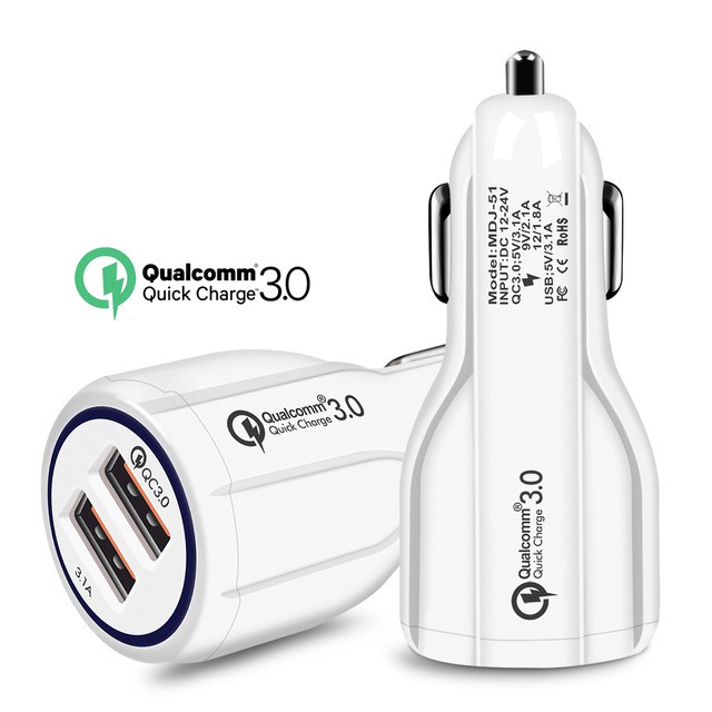 Qualcomm Quick Charge QC 3.0 Car Charger 6A 2 Port USB Fast Charger