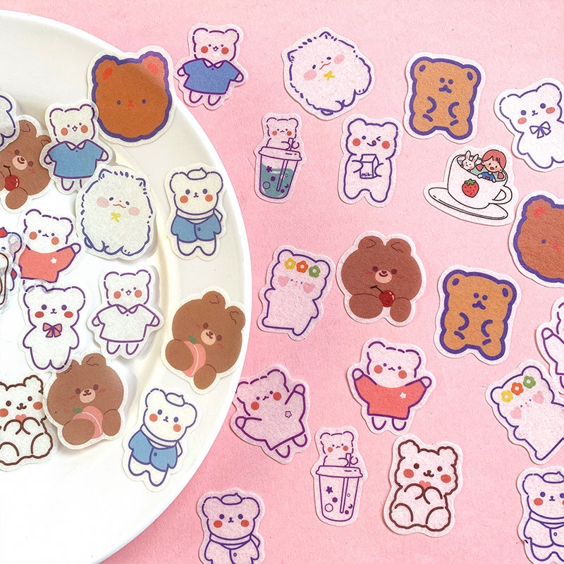 40 Pcs/set Creative Cute Cartoon Bear Dog Pig Pattern Colorful Stickers for Notebook Cell Phone Decoration