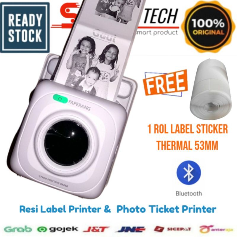 

PRINTER BLUETOOTH MINI 58mm PAPERANG P1 + 1 ROL LABEL STICKER THERMAL (Cetak Resi, Struk dan Photo)