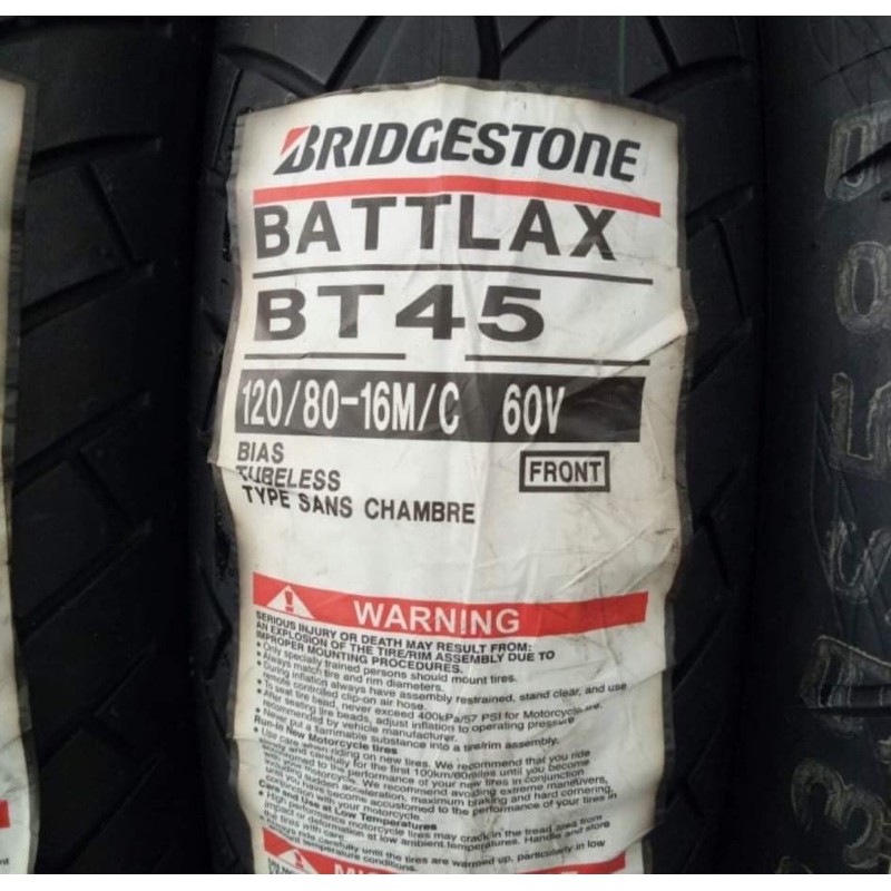 BAN LUAR BRIDGESTONE BATTLAX BT45 UKURAN 120/80-16