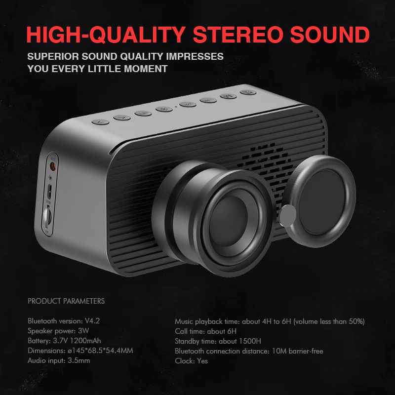 HAVIT MX701 - Portable Bluetooth Speaker with FM Radio and LED Display with 3-Adjustable Light