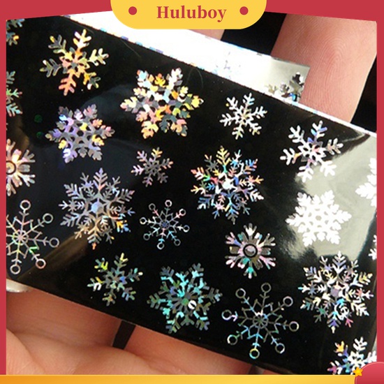 Huluboy Huluboy♡ 1 Lembar Stiker Kertas Foil Transfer Motif Snowflake Natal Untuk Dekorasi Nail Art DIY