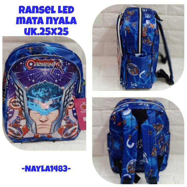 Tas ransel anak led mata nyala captain america tor