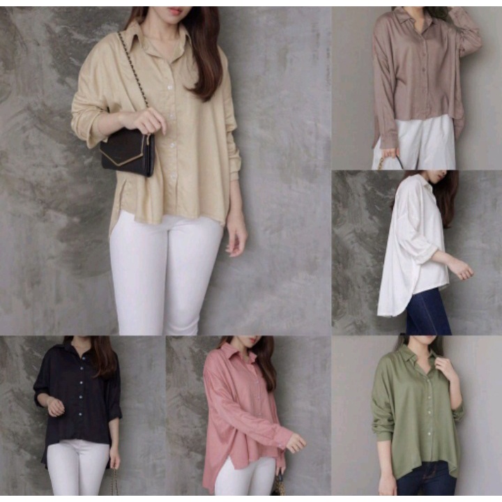 KEMEJA ATASAN WANITA OVERSIZE AERI OOTD HIJAB SELEBGRAM