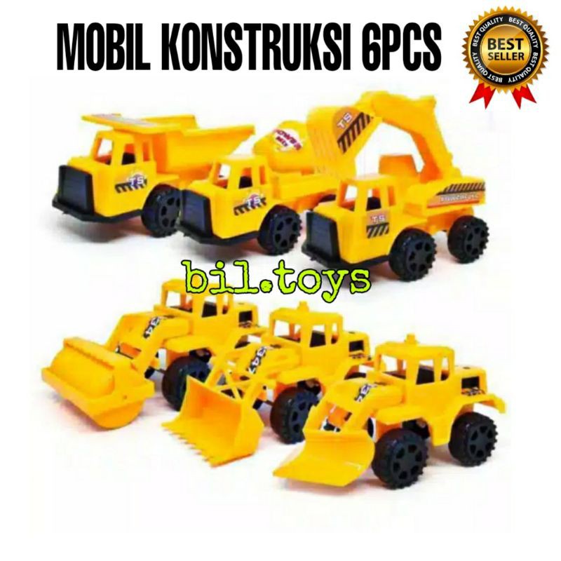 MAINAN ANAK LAKI LAKI MOBIL KONSTRUKSI 6 PCS MOBIL MOBILAN  TRUCK MOLEN BULDOSER EXCAVATOR MURAH