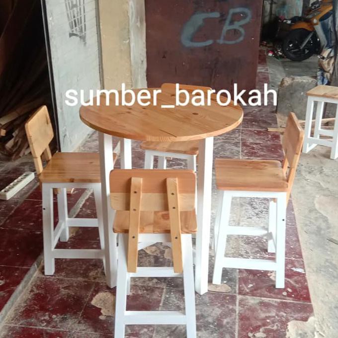 Jual Meja Cafe Makan Restrn Meja Bulat Bangku Kayu Jati Belanda