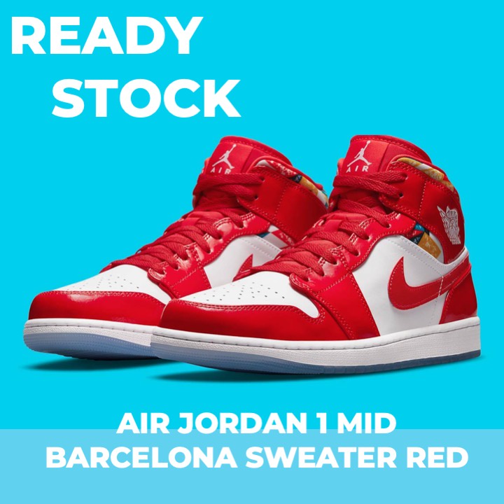 Nike Air Jordan 1 Mid Barcelona Sweater Red