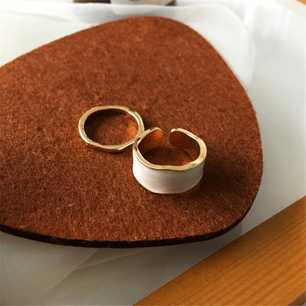 2pcs / Set Cincin Model Terbuka Gaya Korea Simple