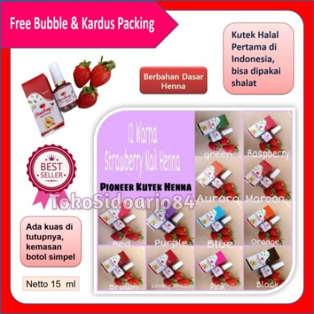 Strawberry Nail Henna Hena Halal Polish Cat Kuku Kutek Kutex Art Sticker Perawatan Kecantikan kutekhitam hennahitam nailart naildesign nailartstepbystep nailpolish nailarttutorial nailartimages belikutekhalal kutekhalal kutekpacararab