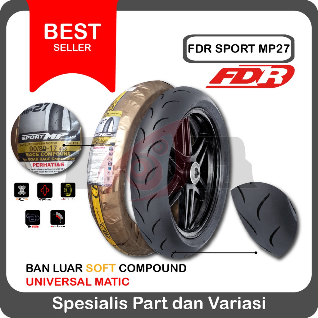 FDR 90/80-17 MP27 Race Soft Compound Racing Ban Luar Motor Bebek MP 27 Balap