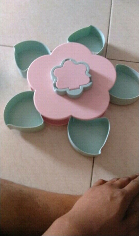 Toples Bunga Putar / Candy Gift Box Tempat Kue,snack,candy Unik 2 Susun Toples Kue Lebaran - Pink