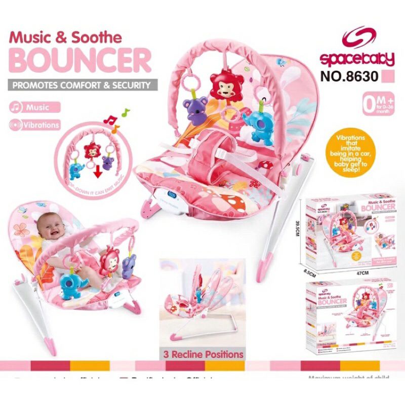 [TERMURAH BAMS] Bouncer Space Baby Exotic 10 in 1 ZX 1803 1804 1805 SB 8630 Kursi Santai Bayi Pliko Infant Seat Baby Elle BE-8318 T Mastela Fold Up Pocco Seat Kado Ultah Anak Bayi-SB 8630 Pink