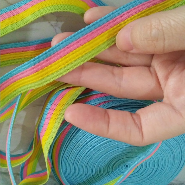 GRANDMLATI EL01 Karet Bisban Motif pelangi 2cm
