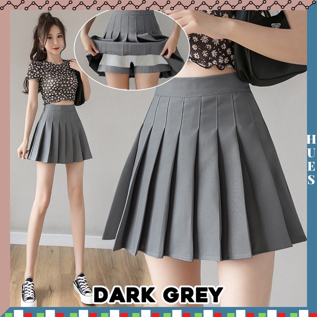 HUES.ID Rok Pendek Wanita Mini Skirt Korea Tennis Skirt With Inner 4051