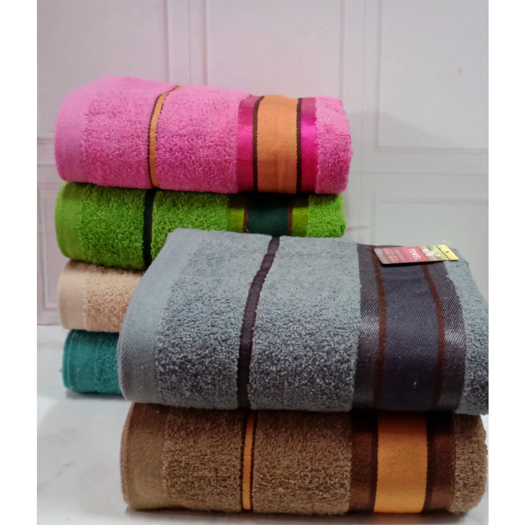 Katun Towel Model Strip - Handuk Mandi Dewasa King Size 80X150cm - Handuk Jumbo