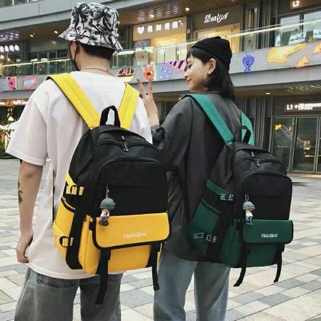 Tas Ransel Cewek Casual HIjau Korean Style Fashionable Backpack Wanita Multifungsi Trendy Yimaobag