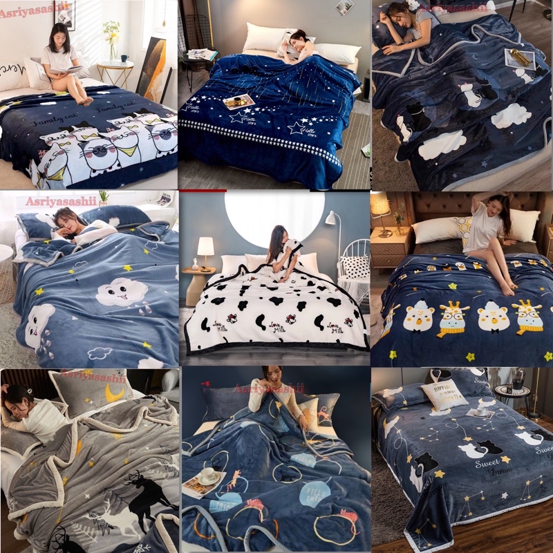 Selimut Dewasa Bulu Halus 150x200 Tebal Motif  Keren Asriyasashii Terlaris Termurah Berkualitas