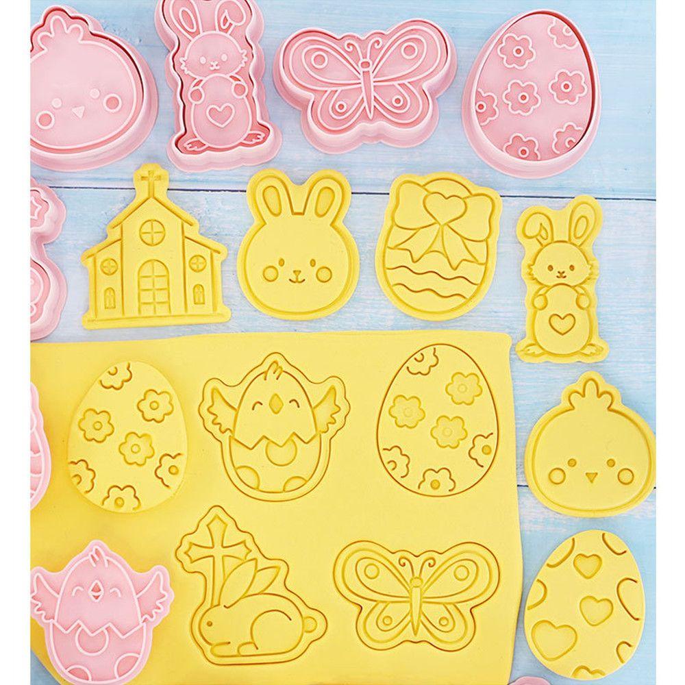 Solighter Easter Biscuit Mold Cetakan Kue Pesta DIY Dekorasi Bunny Molds Happy Easter Cookie Alat Rabbit Egg Biscuit