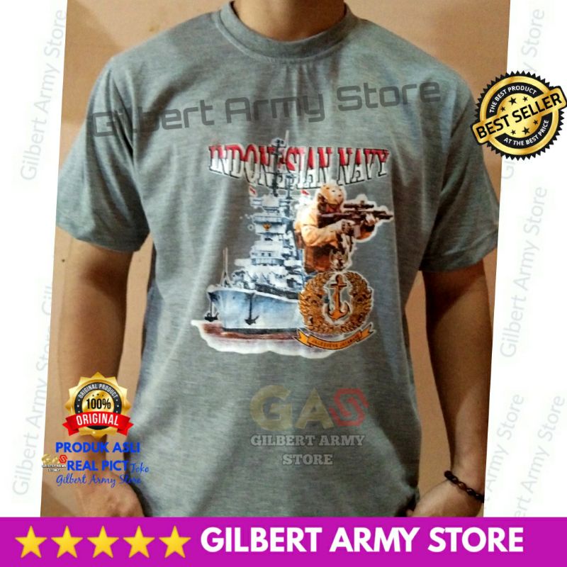 Kaos Indonesian Navy Hitam Abu Misty Oblong Lengan Pendek Baju Tshirt Pria GILBERT ARMY STORE