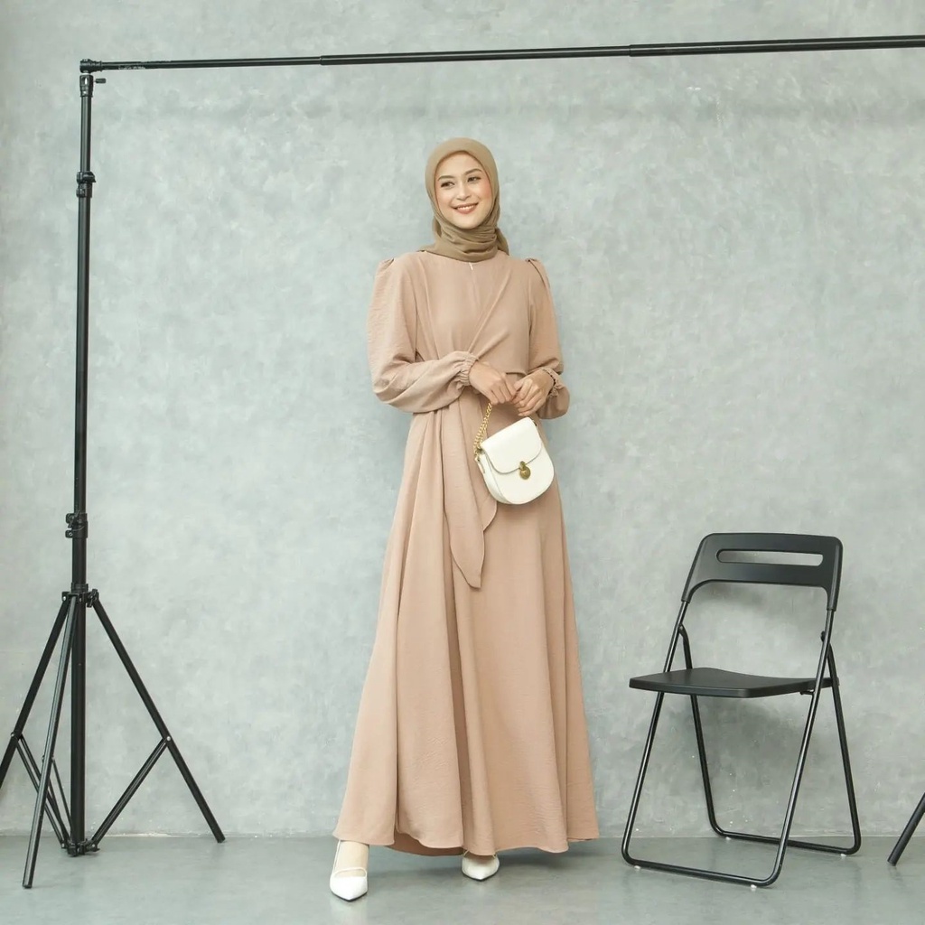 ZASKIA DRESS - Gamis Muslim Wanita Busui Remaja Yuna Dewasa Mango Crincle Rubicon Airflow Terbaru