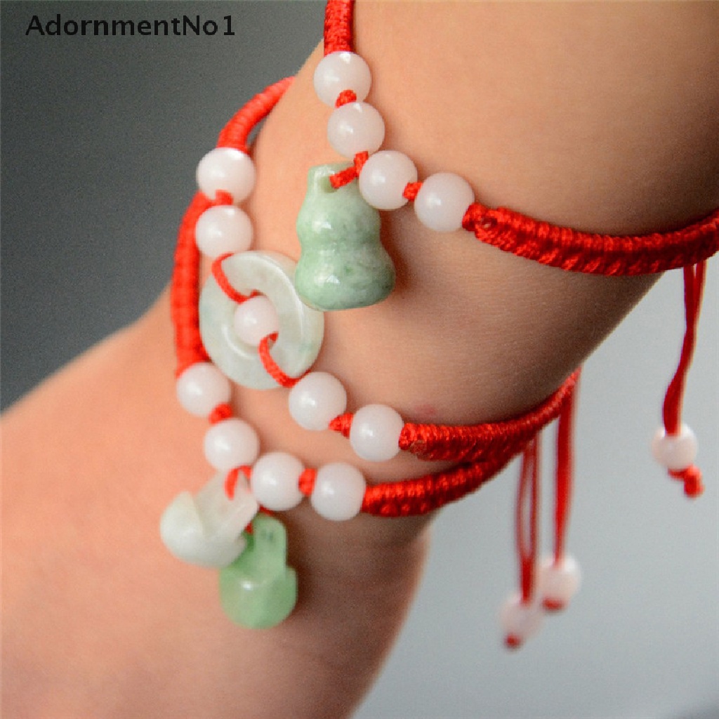 [AdornmentNo1] 1PC Jade Beads Red String Rope Bracelet Good Luck Lucky Success Moral Amulet Hot [new]