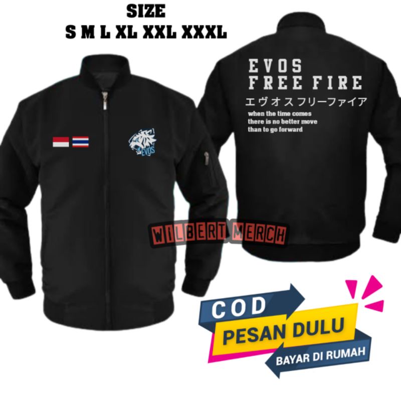 Jaket Bomber EVOS FREE FIRE INDONESIA THAILAND FFWS 2022