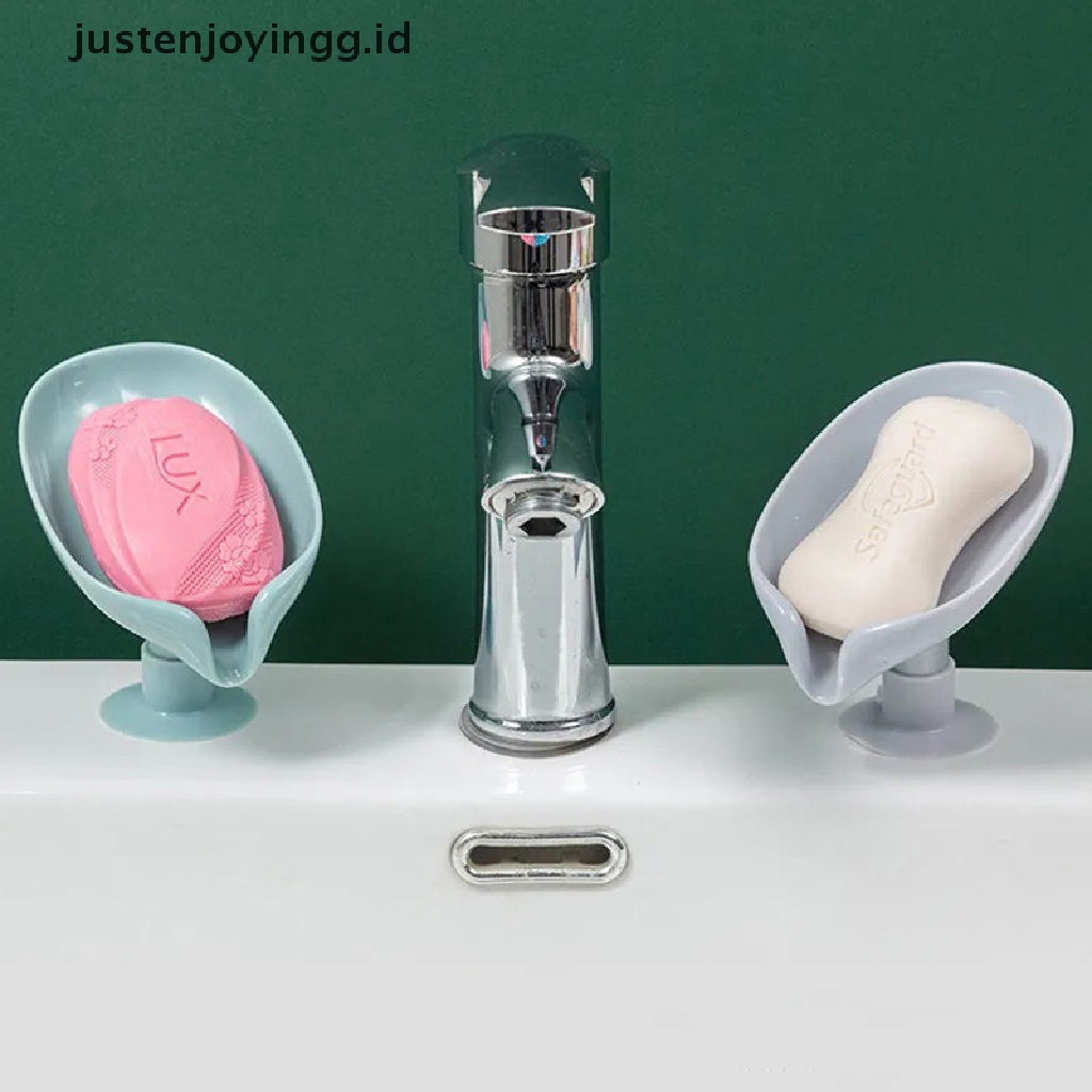 // justenjoyingg.id // Leaf Shape Soap Box Drain Soap Holder  Bathroom Soap Holder sponge Storage Plate ~