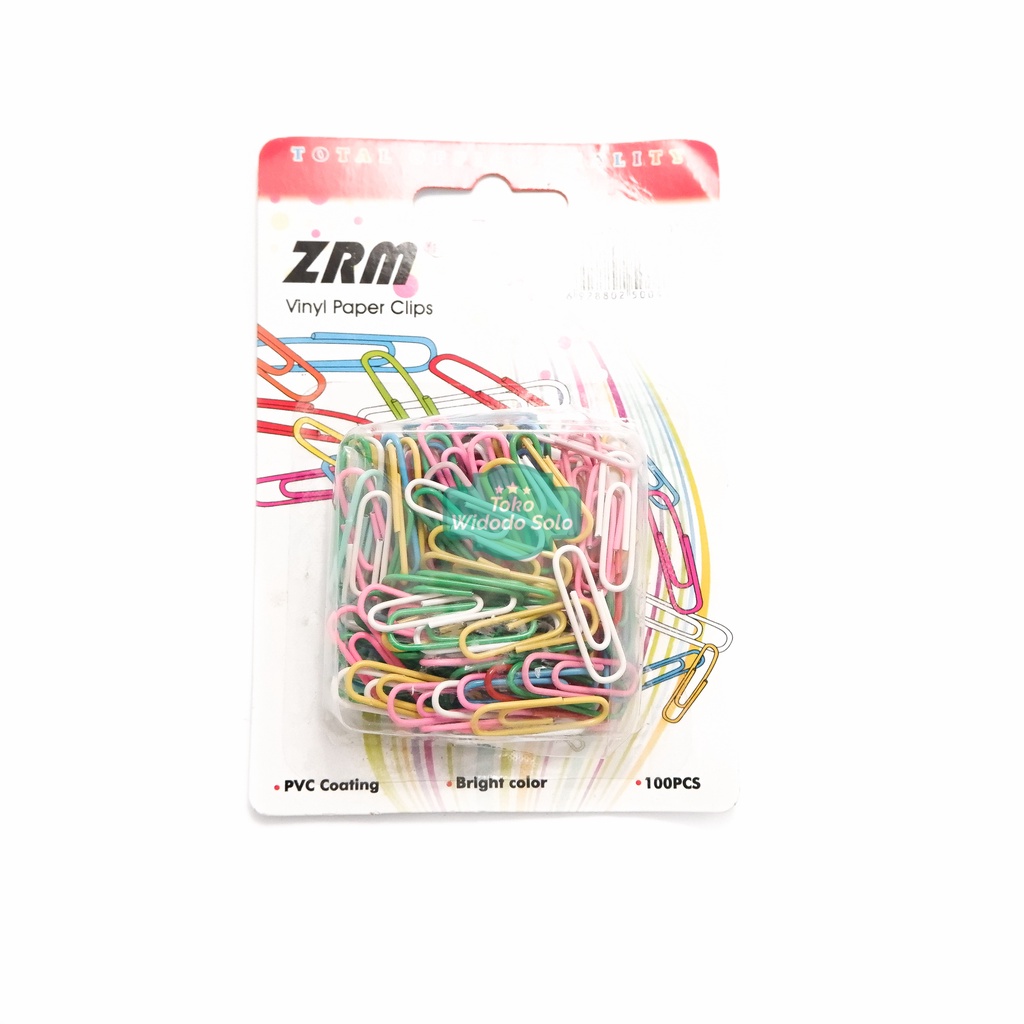 

Klip Kertas Warna Kecil ZRM Vynil Paper Clips 100 Pieces - 1 Pack Isi 100 Buah