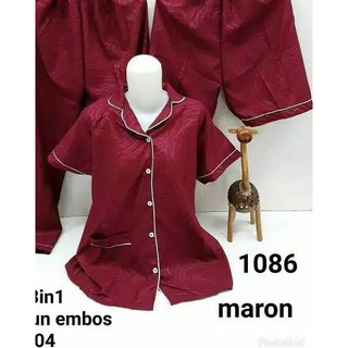 Ready piyama baju tidur CP 3 in 1 satin embos Shopee Ready piyama baju tidur CP 3 in 1 satin embos Shopee