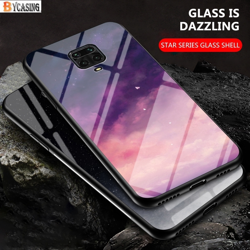 Xiaomi Redmi Note 9S Redmi Note 9 Pro Max Case Starry Sky Soft Silicone Edge Tempered Glass Back Cover BY