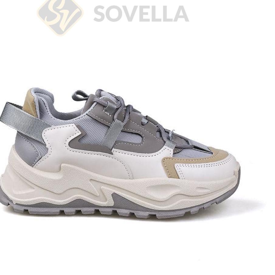 Terjangkau SOVELLA Skylar Sepatu Sneaker Olahraga Kasual Kets Abu-Abu Wanita Import