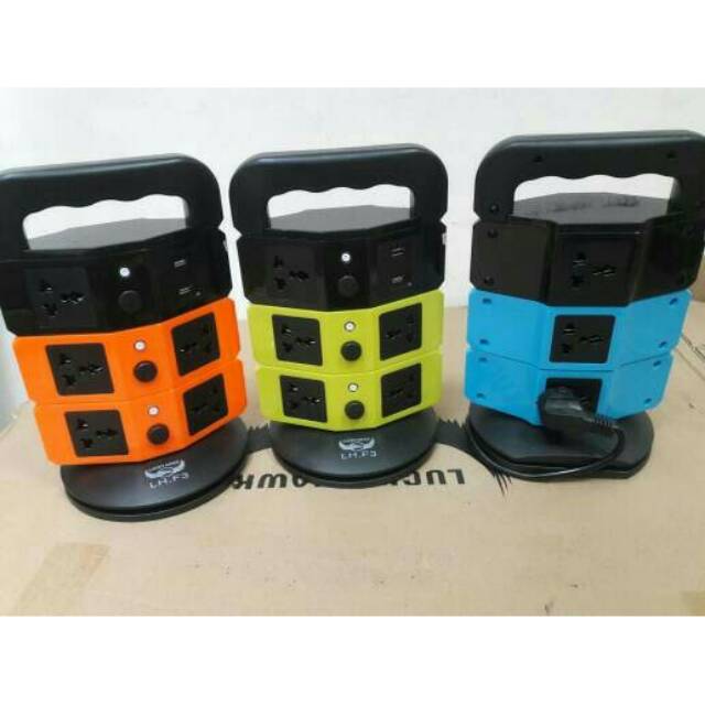 Colokan Listrik Vertical Socket 3 Tingkat Usb Charger