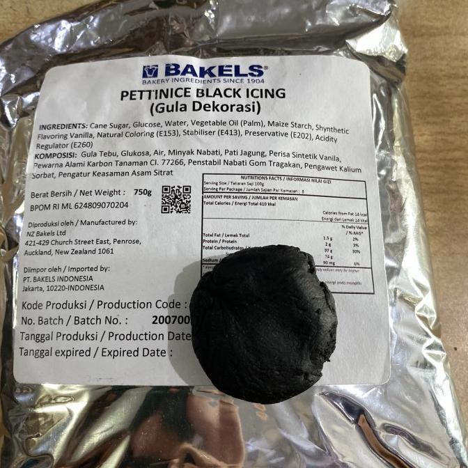 

Bakels Icing Fondant Black Hitam Ori pack 750 gr