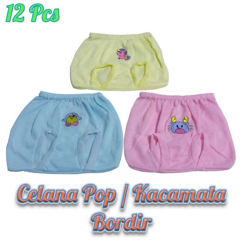 6 PCS Celana Pop Kacamata Bordir