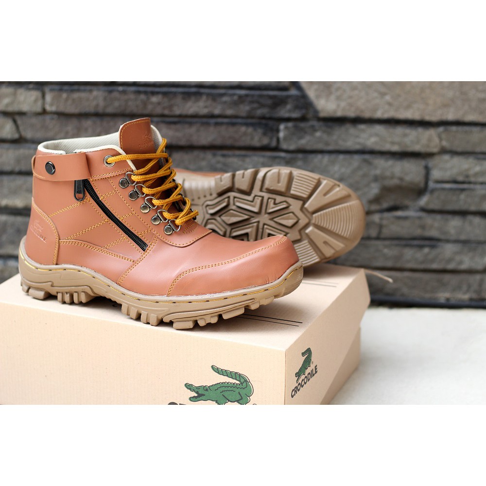 Sepatu Crocodile Morisey Safety Boots Ujung Besi Tracking Proyek Zipper Terlaris