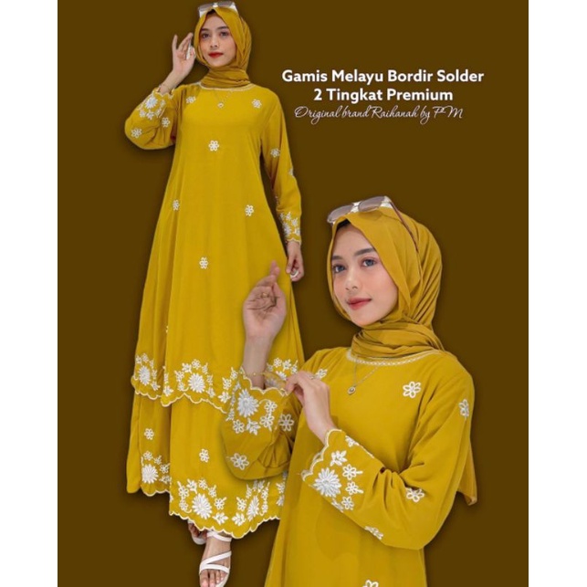 Gamis Melayu Bordir Solder 2 Tingkat Premium