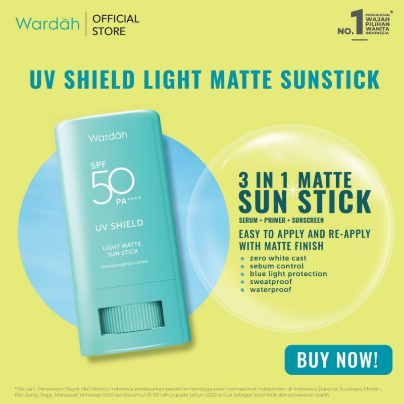 Wardah sunscreen UV Shield Light Matte Sun Stick SPF 50 PA ++++