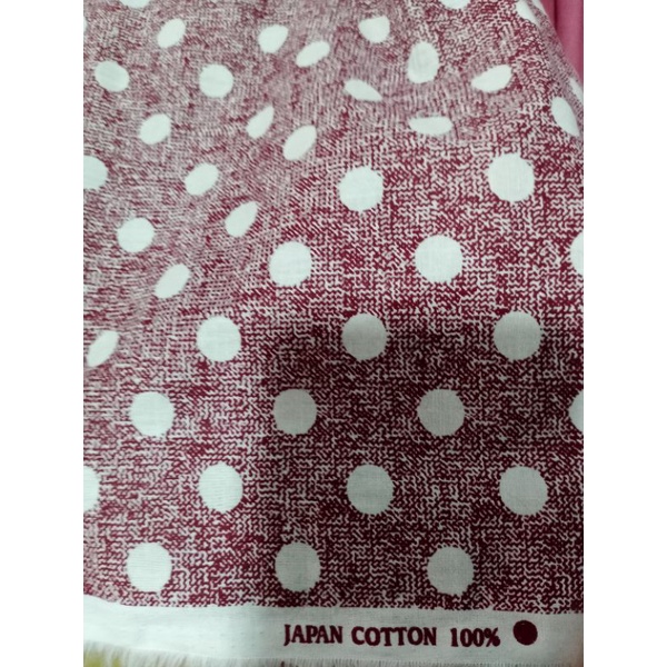 katun jepang motif polka putih