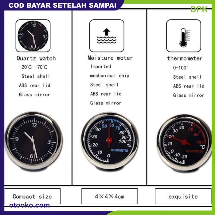 Car Hygrometer Cek Lembab Mobil Display Pajangan interior Kabin Mobil