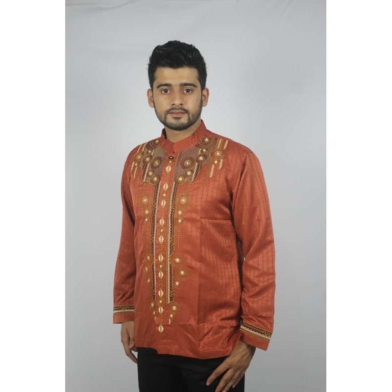 MY BAJU KOKO PRIA BORDIR CASUAL KODE TN 50 ORANGE - ORANGE, M