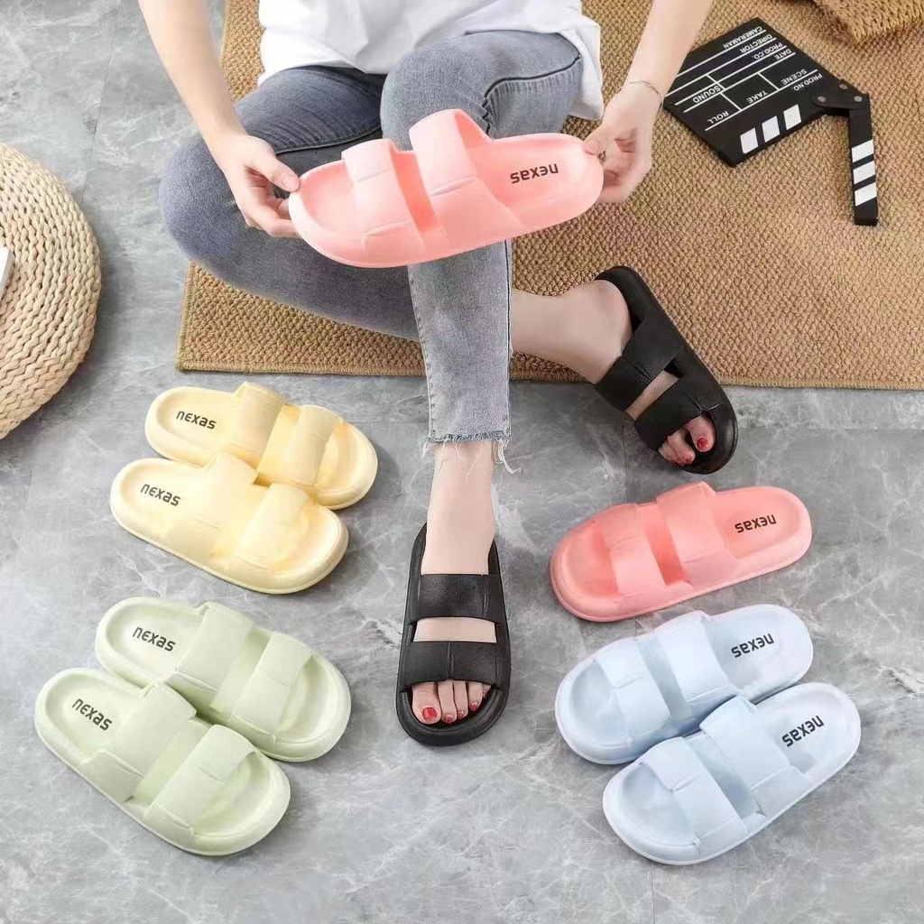 Sandal Slop Wanita Ban 2 Polos / Sandal Rumah Anti Slip Bahan EVA Rubber - N8163 (36/41)