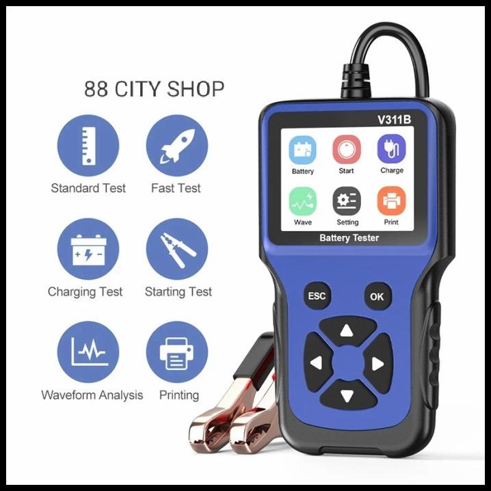 Battery Tester Digital Print Te St Aki Detektor Baterai Multi Language