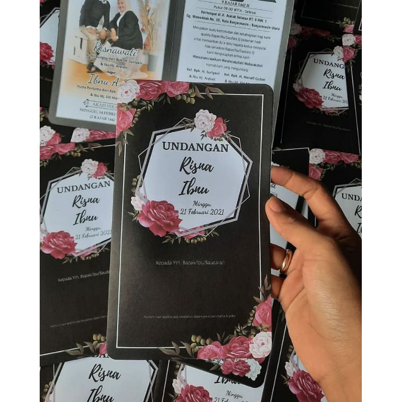 Undangan pernikahan Vintage,Kekinian,Hitam,Elegan,Murah