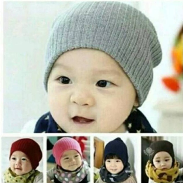 Kupluk Rajut Salur Anak Polos