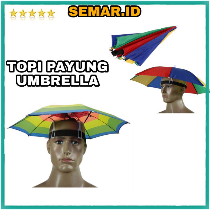 Payung Topi Mancing / Topi Payung Kepala Hujan Melindungi tanpa Gagang Payung