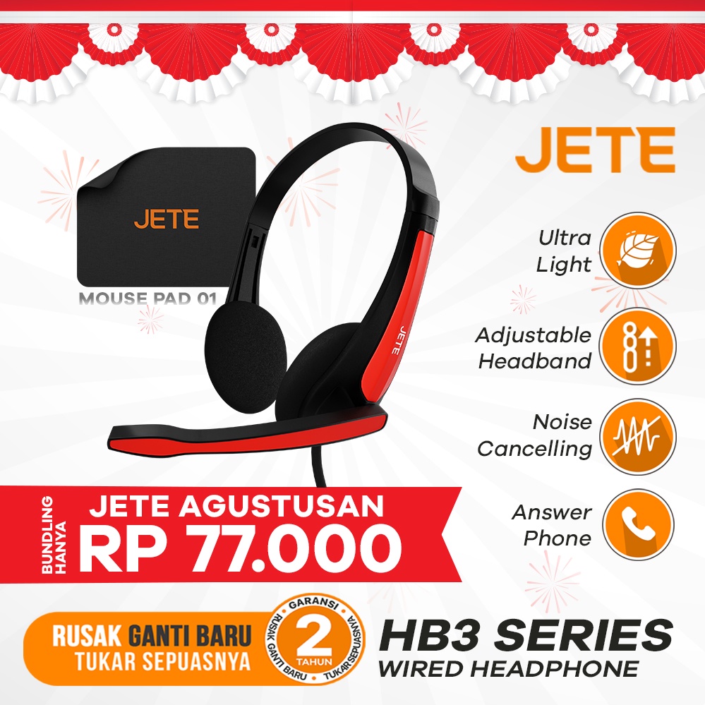 BUNDLING JETE AGUSTUSAN Headphone HB3 + Mouse Pad 01